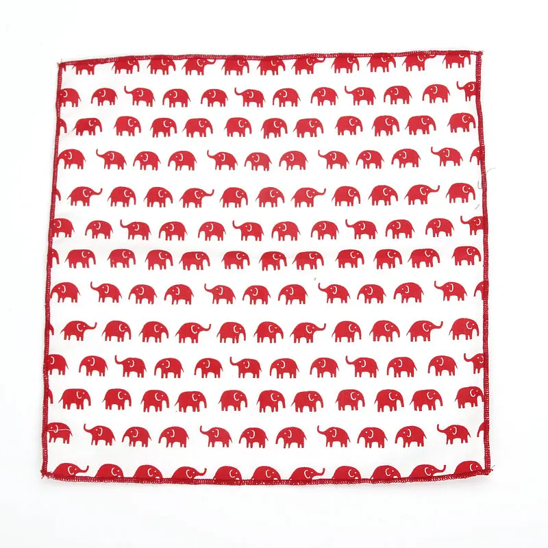 Men Cotton Animals Handkerchief Fish Bear Print Pocket Square Chest Towel Suit Hankies 25*25cm