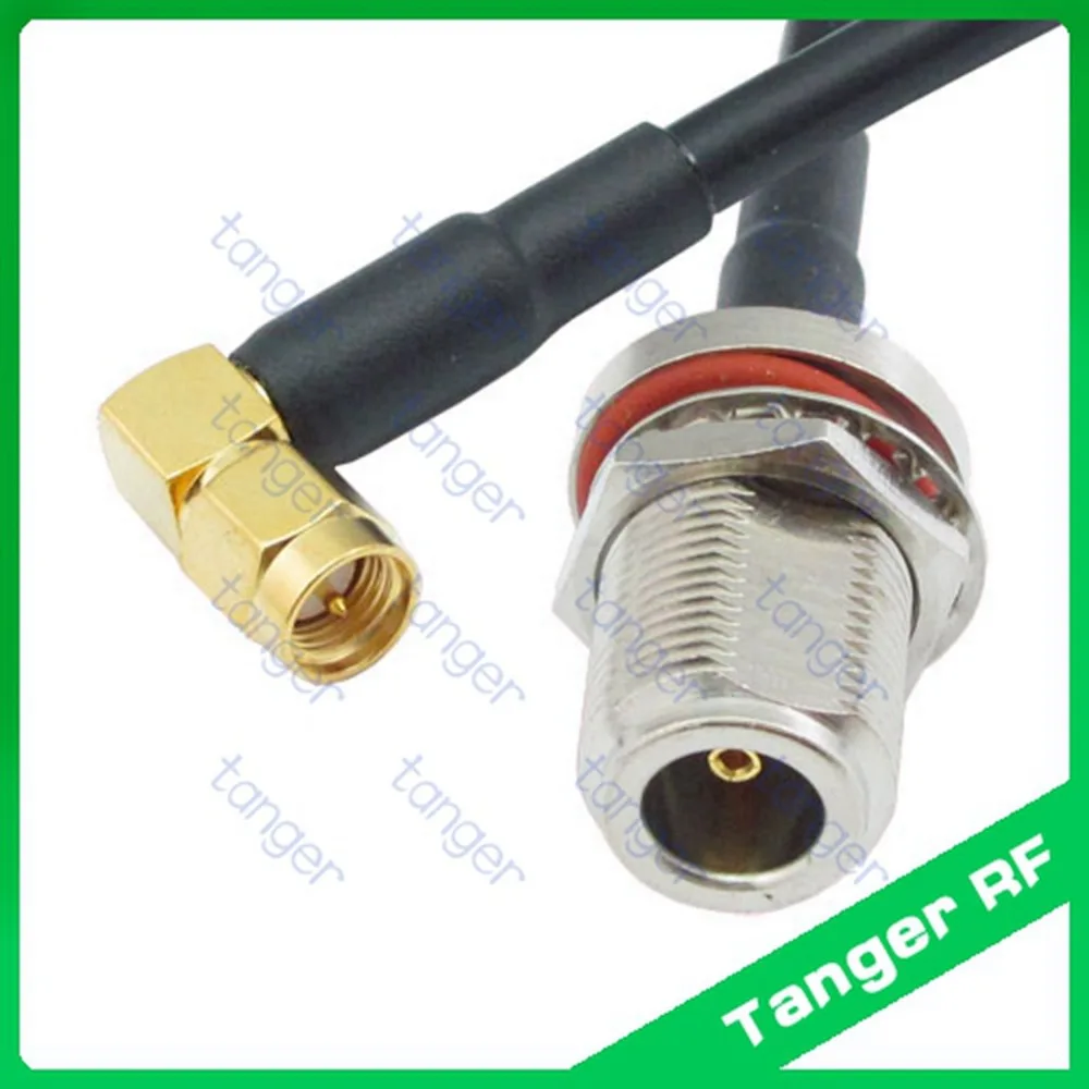 

Hot sale Tanger N female jack waterproof with nut to SMA male plug right angle RF RG58 Pigtail Jumper Coaxial Cable 3feet 100cm