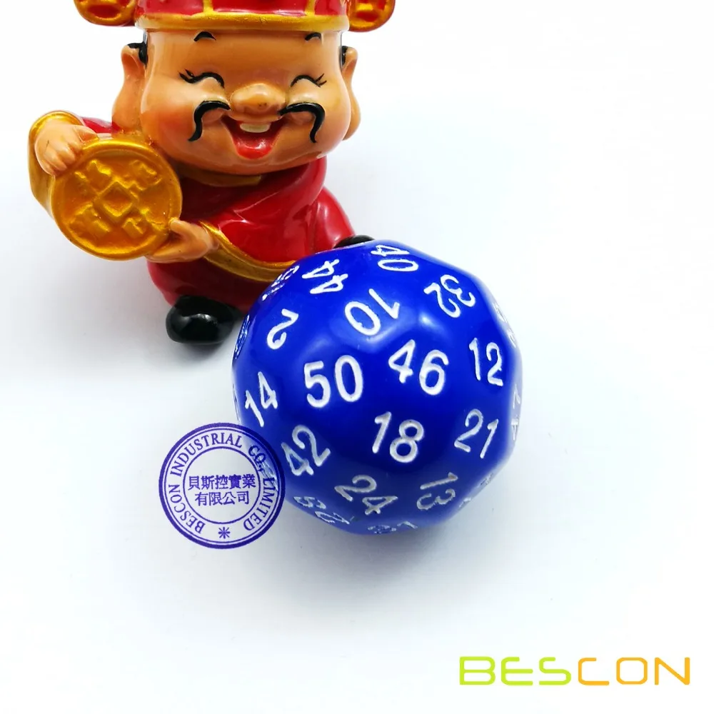 

Bescon Polyhedral Dice 50-sided Gaming Dice, D50 die, D50 dice, 50 Sides Dice, 50 Sided Cube of Blue Color