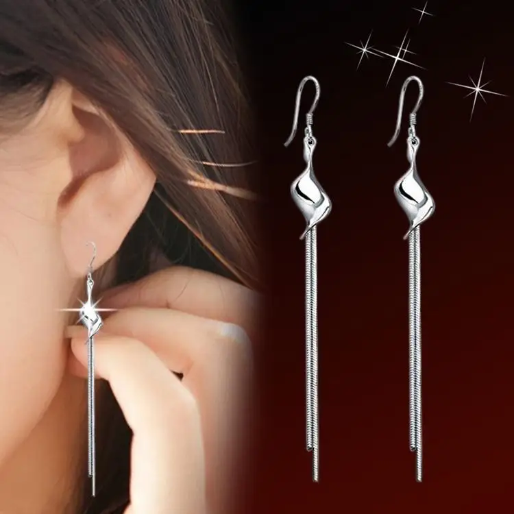 Mildly Silver Exaggerated Twisted Korean jewelry Sale Tassel Version Earrings Piece Fashion earrings pendientes oorbellen hot | Украшения и