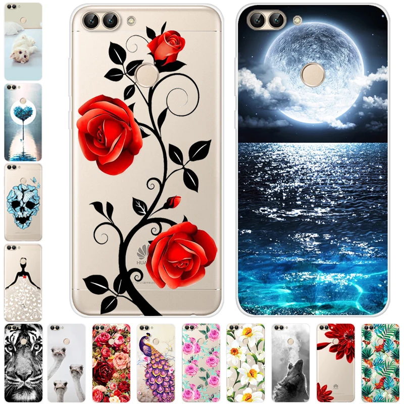 

For Huawei P Smart Case 2018 Silicone Soft TPU Tiger phone case for Huawei P Smart back Cover PSmart for huawei enjoy 7s cases