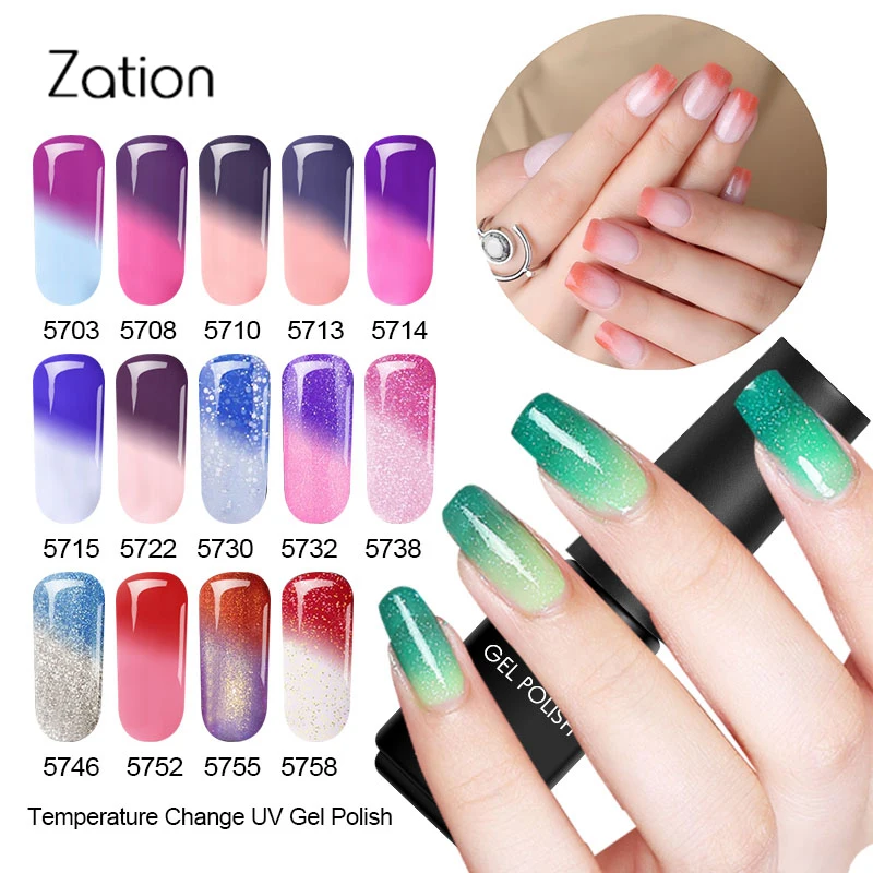 

Zation 7ml Temperature Color Changing Gel Nail Polish Nail Art Decorations Soak Off UV Gel Polish Thermal Gel Varnish Manicure