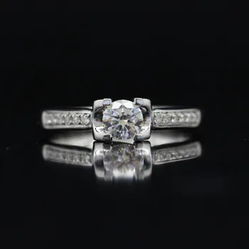 

LASAMERO 0.323CT FG/VS Round Cut Modern Love Natural Diamond Ring For Women 18k White Gold Certified Engagement Wedding Ring