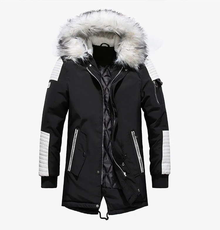 DIMUSI зимние куртки мужские толстые теплые парки мужские Faxu пальто с меховым воротником мужские хлопковые длинные пиджаки ветровки с капюшоном, TA256