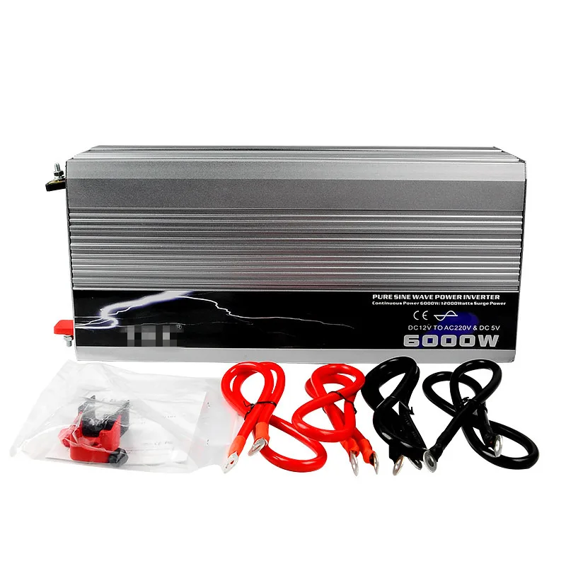 Чистый синусоидальный инвертор 6000 Вт 12 В 220 в преобразователь автомобильный инвертор с USB для солнечной/ветровой/силовой T12P6000-2