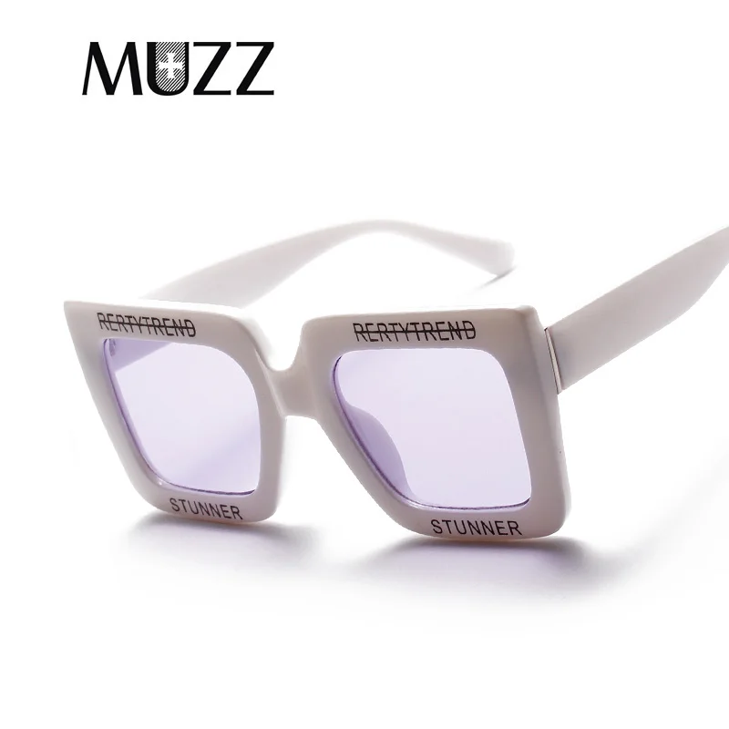 Женские солнцезащитные очки MUZZ большие квадратные с буквенным принтом UV400