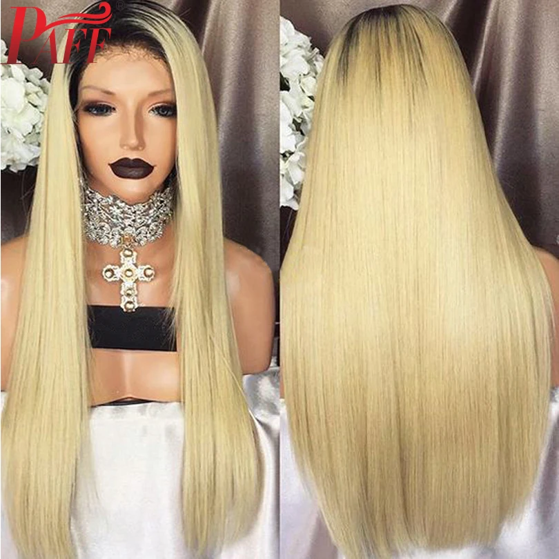 

PAFF 613 Lace Front Wig With Baby Hair Remy Hair Brazilian Preplucked Straight Human Hair Wig Ombre Honey Blonde Wigs For Women
