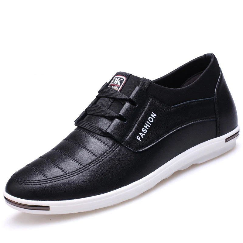 Mens Height Increasing Genuine Leather Shoes Classic Elevator 6 CM