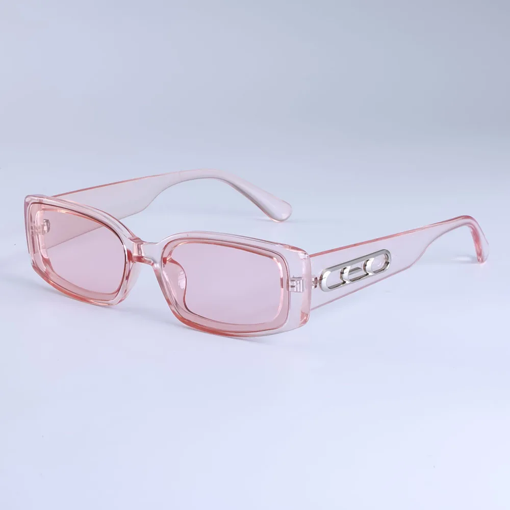 INS Ретро прямоугольные солнцезащитные очки Для мужчин Для женщин Мода маленькая рамка UV400 Винтаж очки 49027 - Цвет линз: Clear Pink