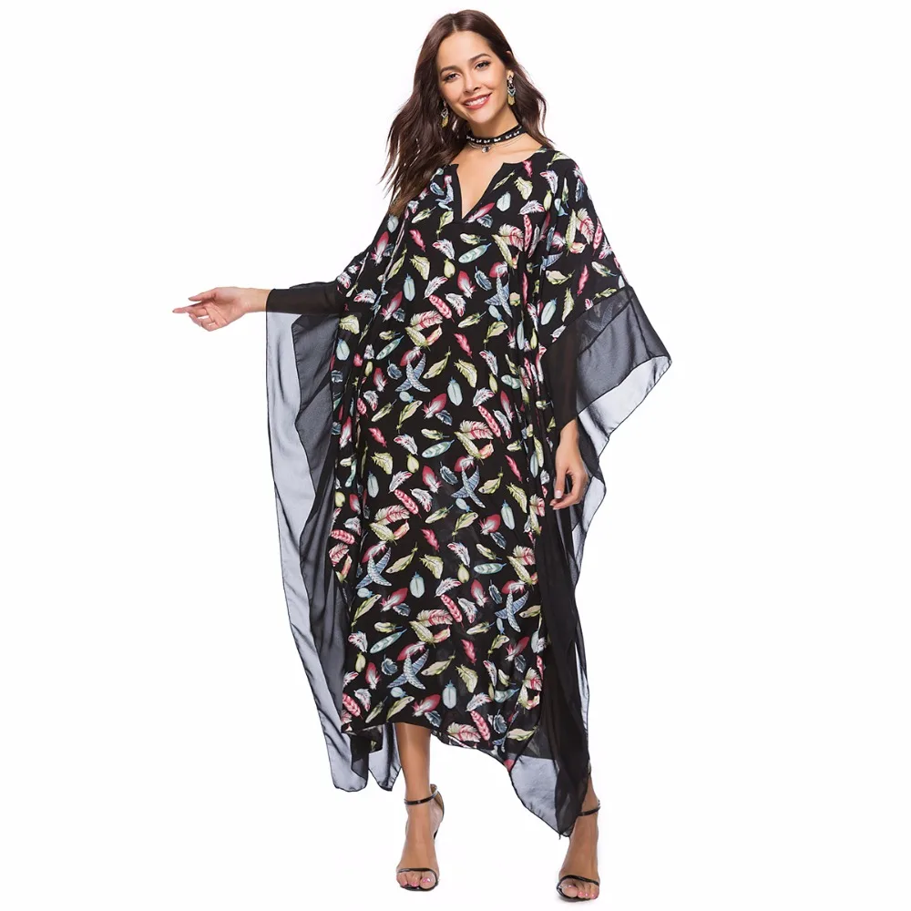 woman pullover dress vestido party printed dress vestidos maxi V neck