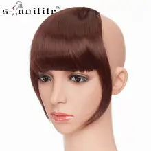 SNOILITE 2 зажима в челке наращивание волос Синтетический Черный Коричневый Красный Бахрома Волос Натуральный челка шиньон для женщин