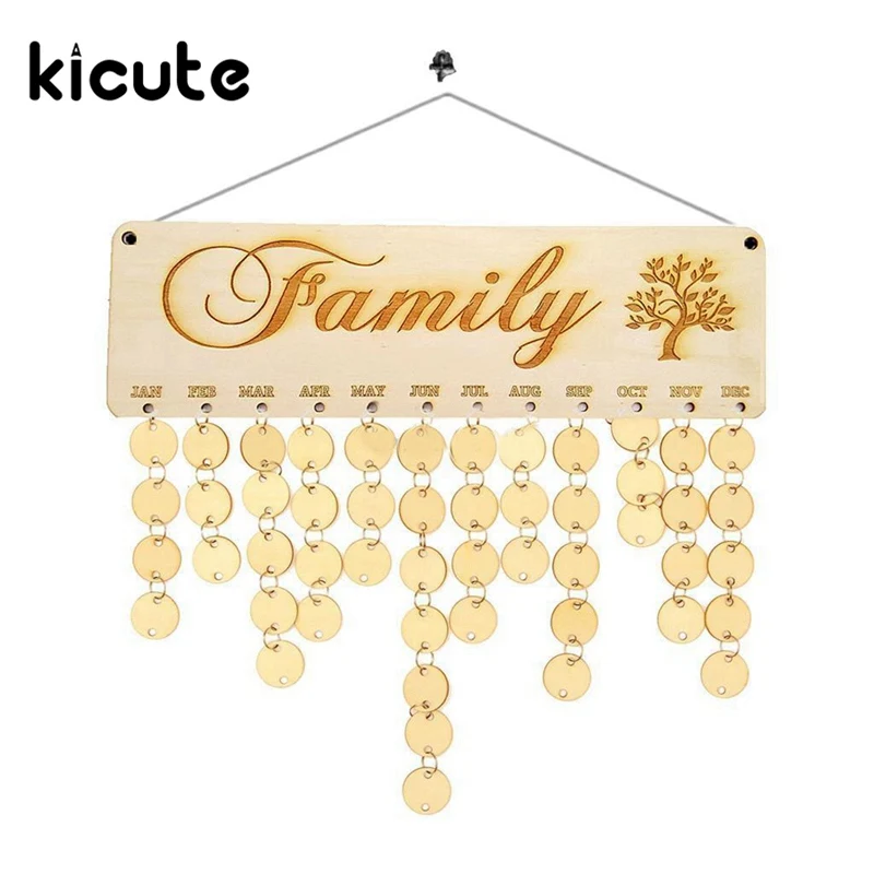 

Kicute 1pcs Wooden Calendar Board Family Friends Birthday Calendar Sign Special Dates Planner Board Hanging Decor Gifts for Kids
