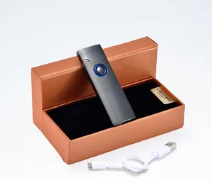 Image 4 - כל מצית אלקטרונית נטענת USB Ultra Thin החלבית מתכת אביזרי טורבו מצית סיגריות אור LED פלזמה