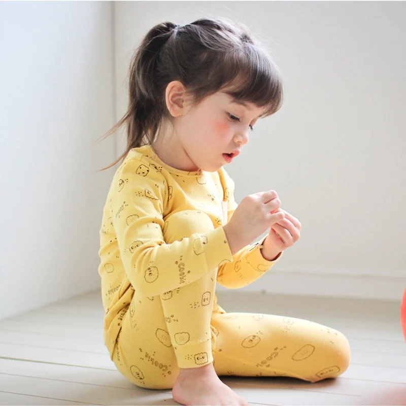 Autumn Kids Cookie pie pattern Pajamas Little princess cute sleepwear Soft Girls Knitting
