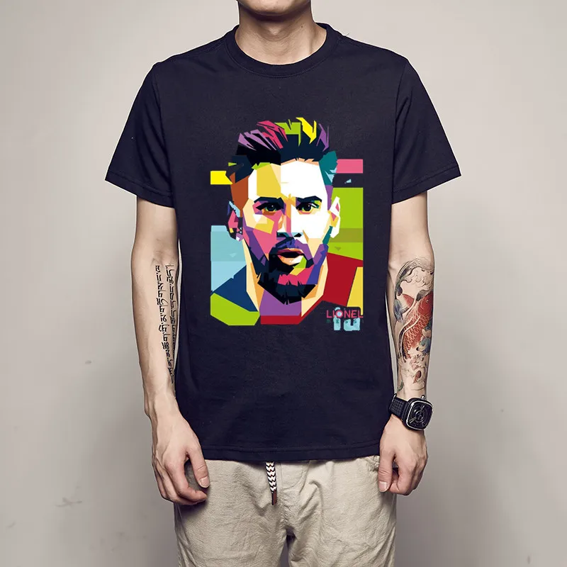 100% Cotton Tshirt 2018 Hip Hop Lionel Messi Shirts Barcelona Men's
