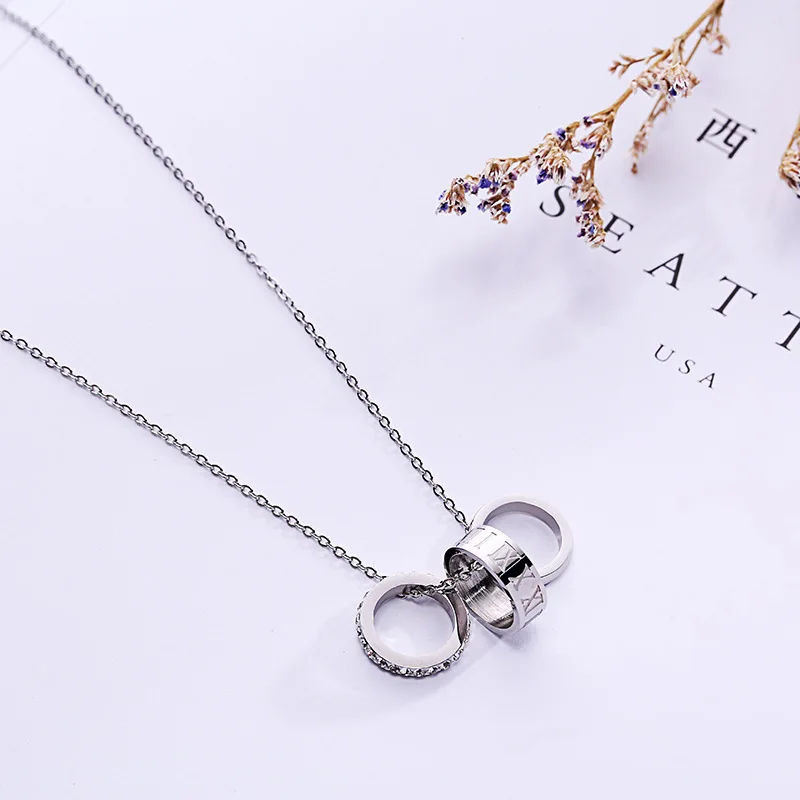 

Hiphop New Fashion Round Roman Numerals Necklaces & Pendants Jewelry Statement Silver Color Chain Maxi Collar
