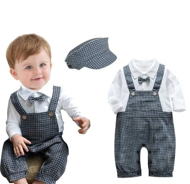 Baby Romper with cap in the New Year Baby boys Romper Gentleman ...