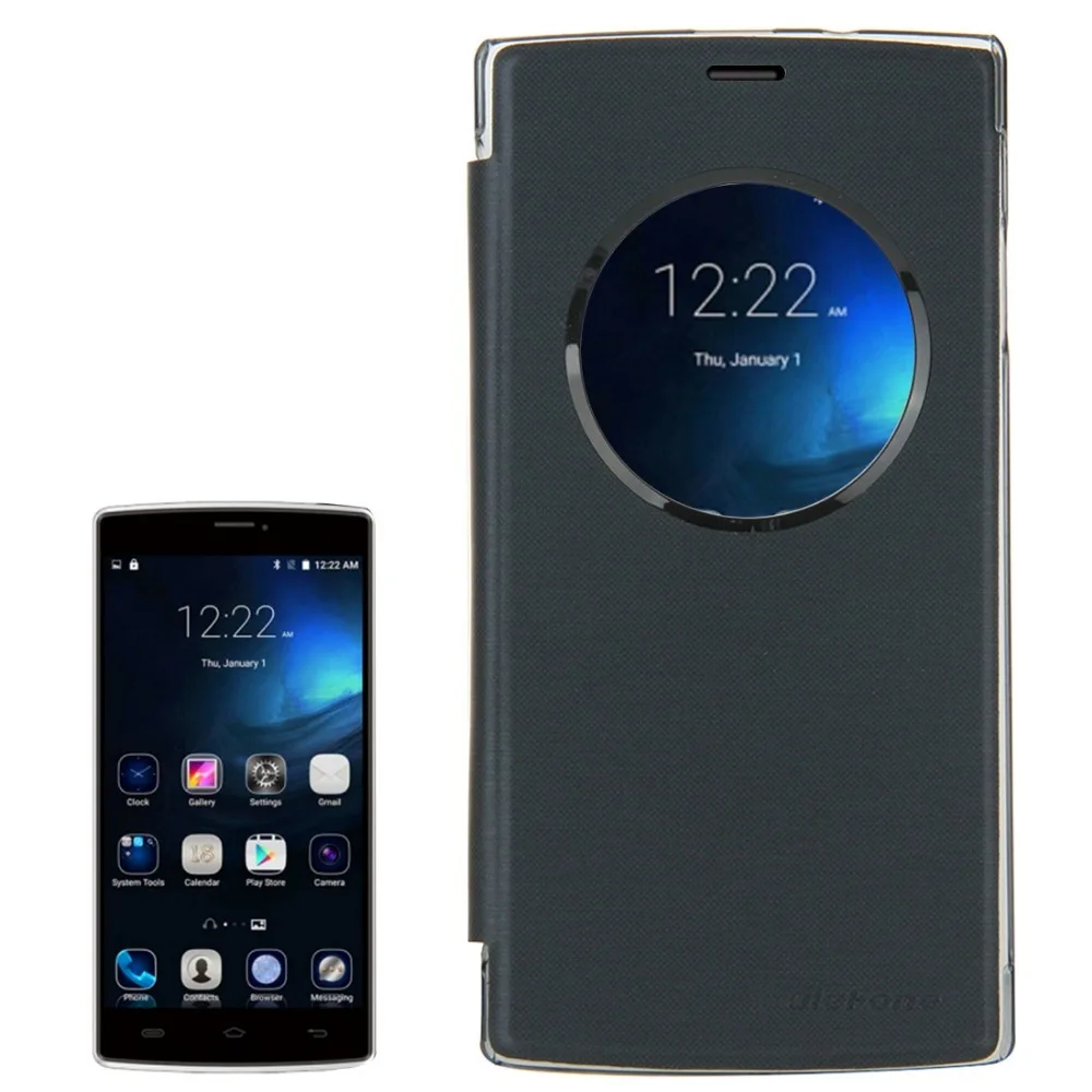Black Horizontal Flip Leather Plastic Case with Caller ID Window for Ulefone Be Pro 2