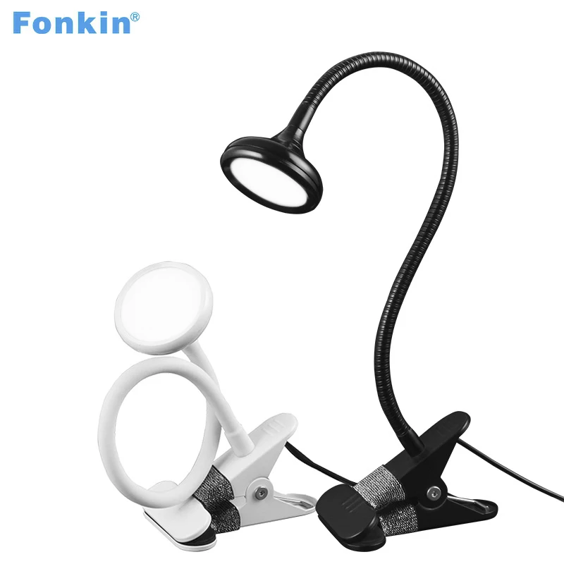 

Fonkin Table Lamp Usb LED Clip Rechargeable Dimmable Gooseneck Reading Desk Book Light For Office Study Desktop 5DV 3W Aluminum