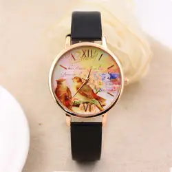 Женская мода цветной ремешок цифровой циферблат кожаный ремешок Кварцевые аналоговые наручные часы кожа ПУ и сплав Y7815