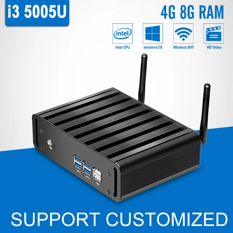 Mini PC Computer Intel Core i3 5005U Intel HD Graphics 5500 2 0GHz Fanless Windows 10