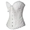 Sapubonva Corsets Sexy Women's Plus Size Corsets and Bustiers Overbust Floral Gothic Brocade Corselet Clothing Top White Black ► Photo 3/4