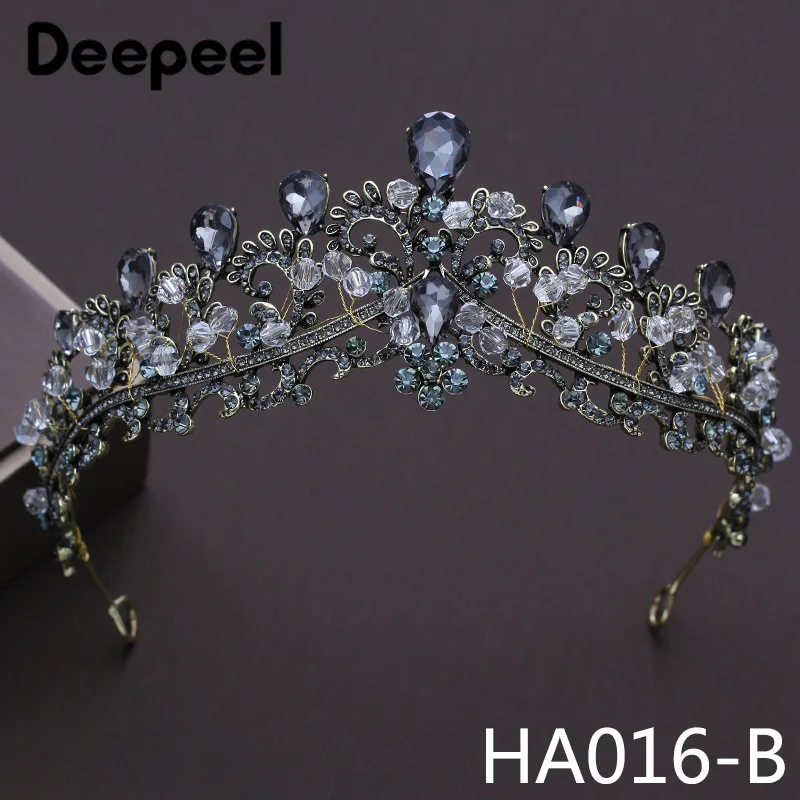 Deepeel 1 шт. Ретро Черная Корона Головные уборы высококачественные бронзовые хрустальные аксессуары для волос модное украшение невесты ручной работы HA016