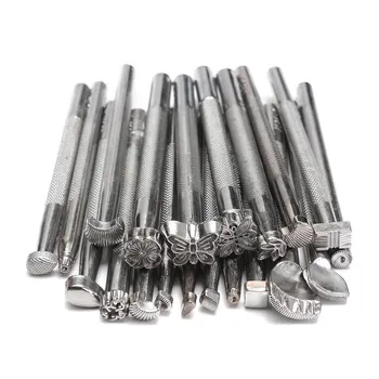 

25Pcs/Set Manual Leather Craft Stamping Carved Wooden Hammer Embossing Tools Kit FPing