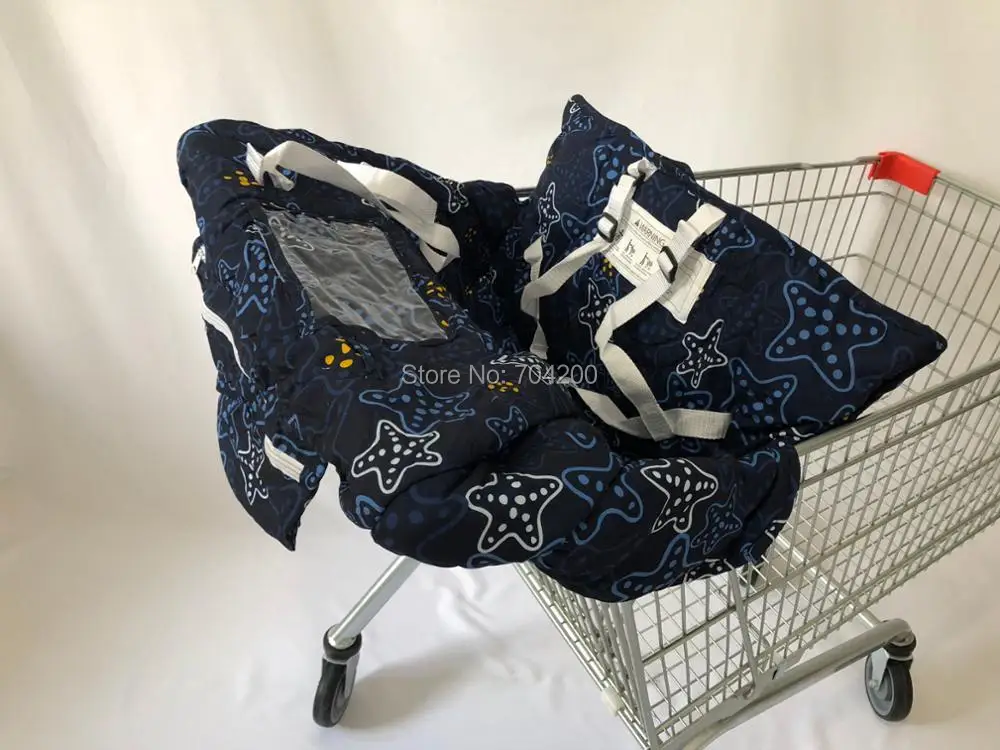 Премиум Starfish Multifunctional 2-in-1 Shopping Cart Seat Cover высокий Чехол для стула для малышей и младенцев-Starnight темно-синий