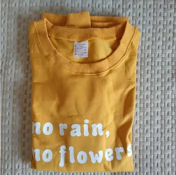 

No Rain No Flowers Letter Print Women Sweatshirt Crewneck Tops Aesthetic Harajuku Long Sleeve Jumpers Oversize Hoodie Drop Ship