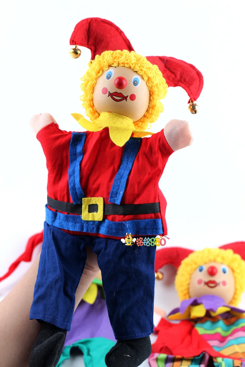 

2 Pcs/lot clown Puppet Story Toys / kids children role play hand puppet doll plush toys for birthday gifts ,Free shipping