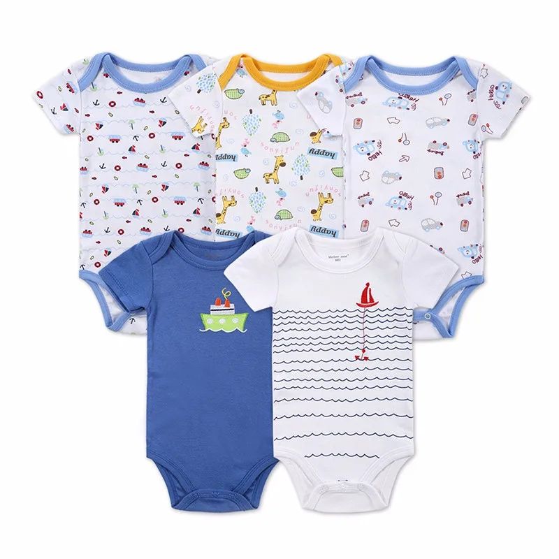 New Style Baby Bodysuits 5 Pcslot Newborn Jumpsuit Baby Girl's Bodysuit Short Sleeves Bebe Body Baby Clothing Set Mother Nest (1)