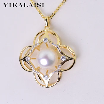 

YIKALAISI 925 Sterling Silver Natural Freshwater Pearl Pendants Jewlery For Women 10-11mm Pearl Size White Pink Purple Black