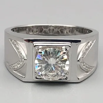 

Brand New 1 Carat 18K White Gold Moissanite Diamond Ring Classic Trendy Men Wedding Party Engagement Anniversary Ring 1 Ct