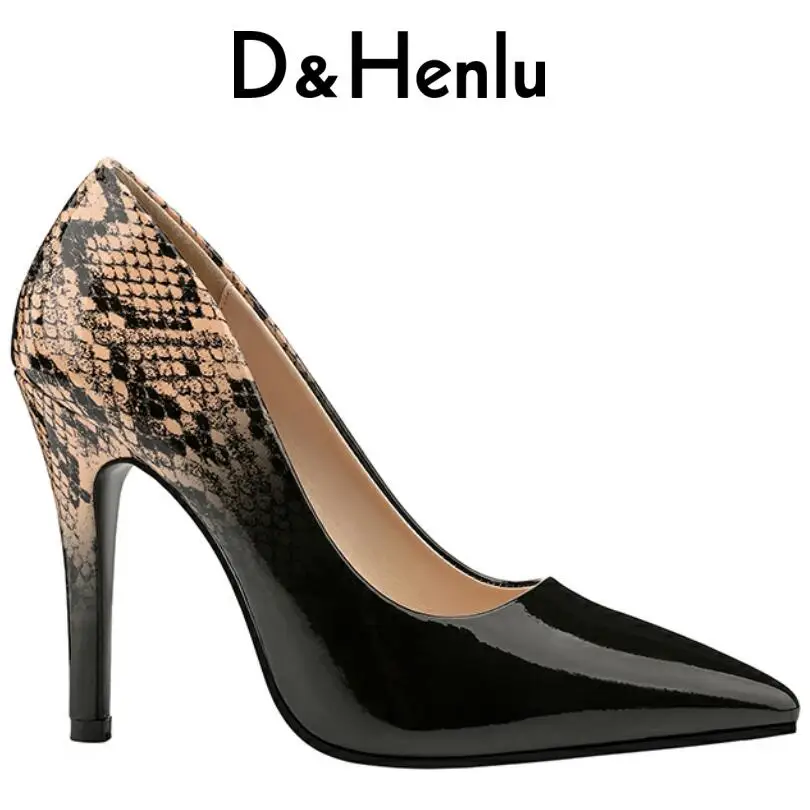 

D&Henlu Leopard High Heel Shoes Women Pumps Women Shoes The Thin High Heel Stiletto Shoe Black And White Glossy Bright escarpins