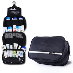 Unisex Large Waterproof Travel Cosmetic Organizer & Toiletry Bag (Black)