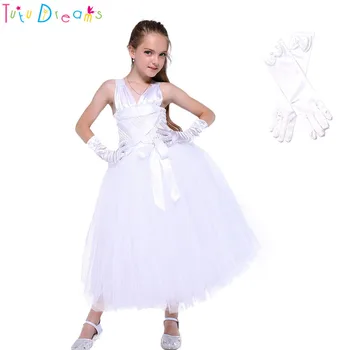 

Halloween Marilyn Monroe Dress Up V-Neck White Beauty Girl Marilyn 80's Holiday Party Tutu Dress With Golves For Photo Shoot