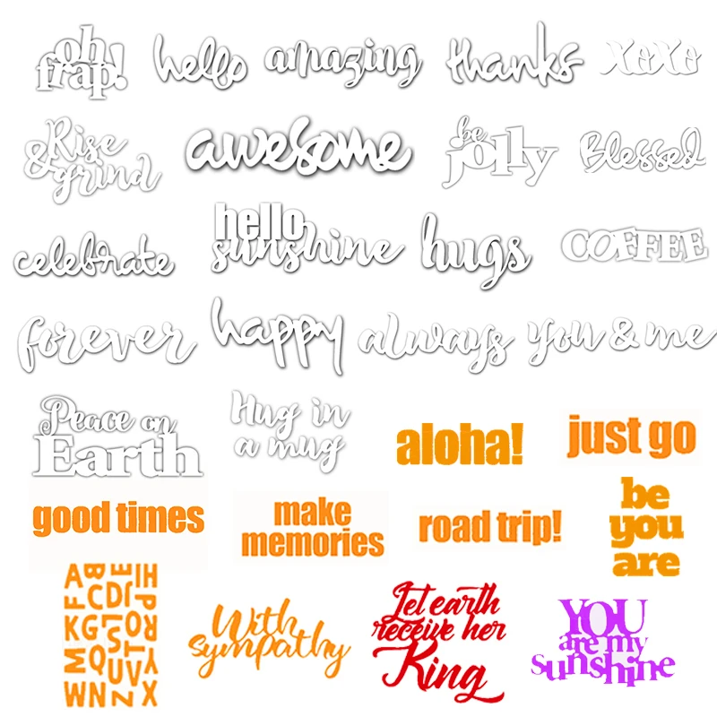 29 Types English Words Combination Metal Cutting Dies Stencil DIY Scrapbooking