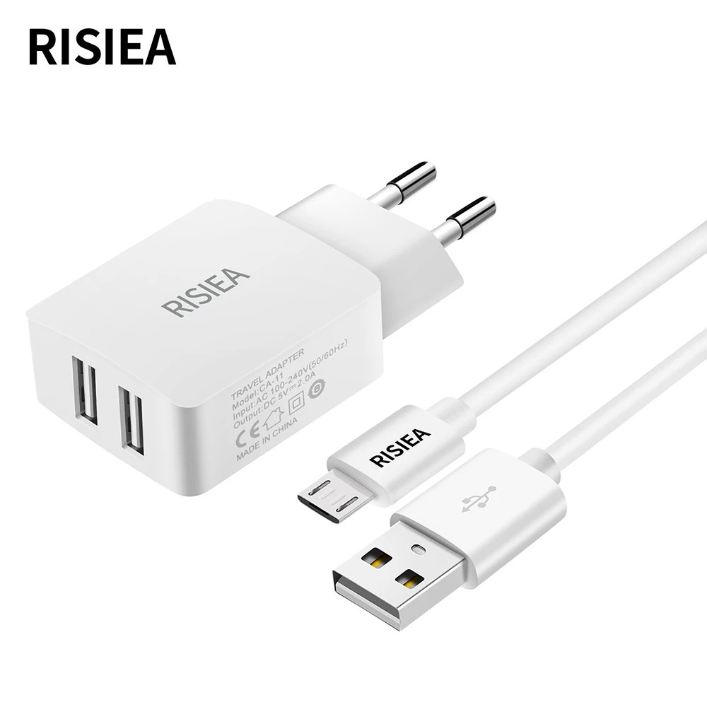 

RISIEA 2A USB EU Plug Wall Charger + Micro USB Cable For Samsung galaxy S3 S4 S6 S7 Huawei xiaomi redmi LG Sony