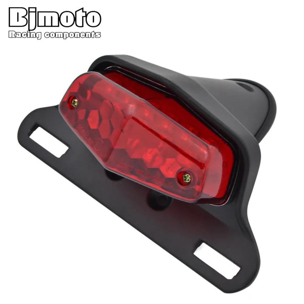  BJMOTO Emark Retro Red LED Rear Tail Brake Stop Light License Number Plate Taillight For Harley Hon - 32819951050