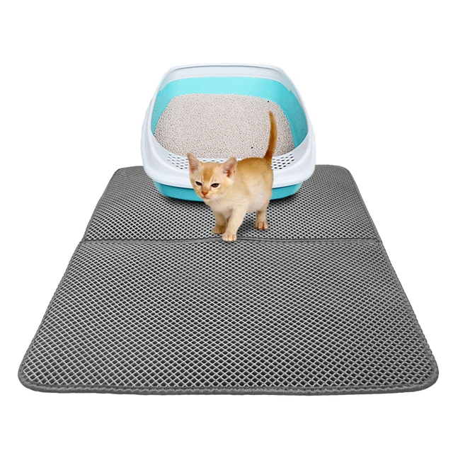 Cat Litter Mat EVA Double-Layer Cat Litter Trapper Mats with Waterproof Bottom Layer kattenmand – Black