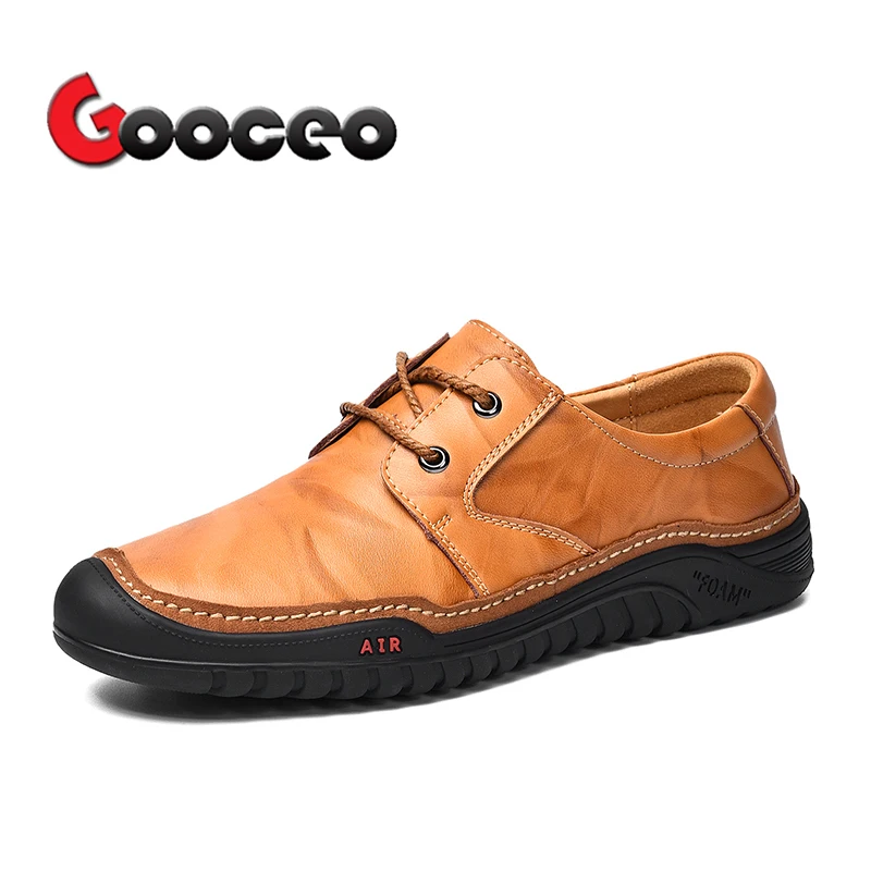 

Men's Flats Outdoor Driving Shoes Oxford Moccasins Spring Lace-Up Low-top Leather Casual Handmade Flat Leisure British Round-toe