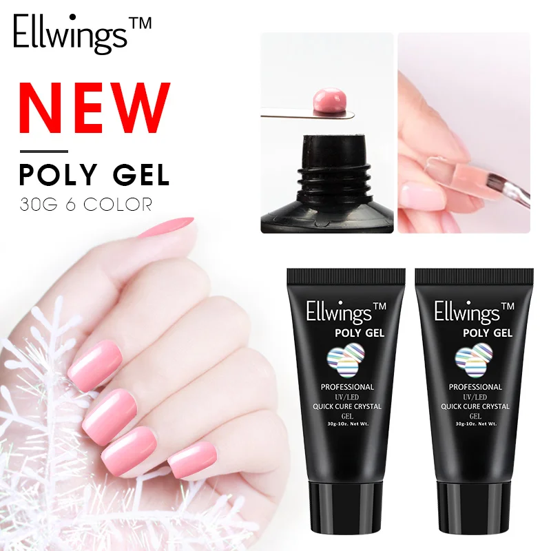 

Ellwings Poly Gel Varnish Nail Polish Set Polygel Quick Builder Extension Enhancement Camouflage LED UV Lacquer Brush Nail Tools