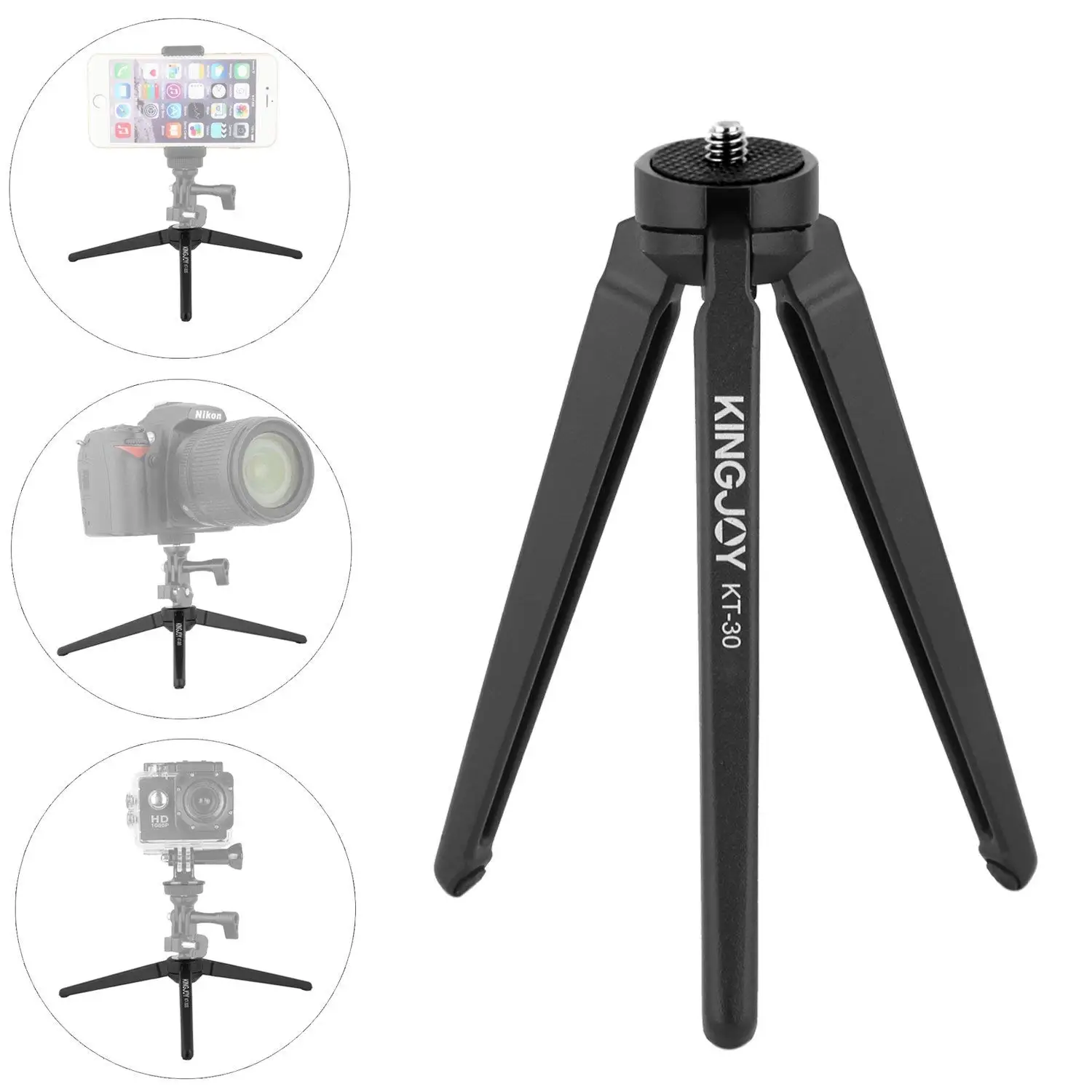 

KINGJOY Mini Travel Tabletop Tripod Lightweight Stand,KT-30 Table Tripod Stand with Max. Load up to 2.5kg/5.5lbs for DSLR Came