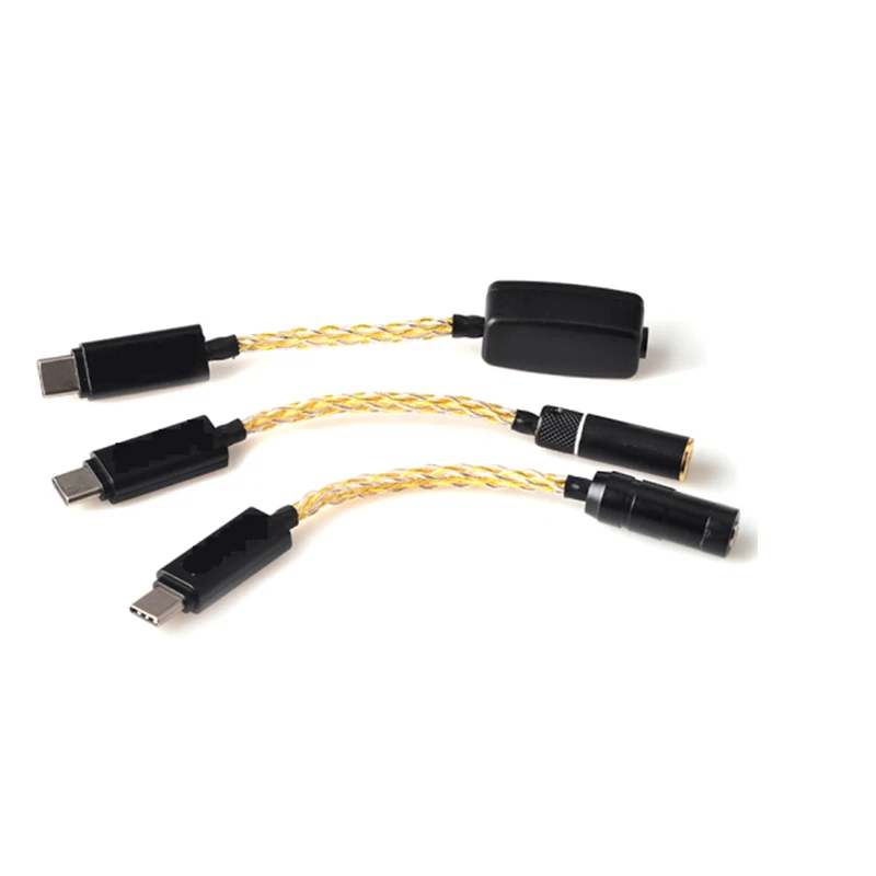 

OKCSC Type-c Dad Adapter Cable Male to 2.5mm/3.5mm/4.4mm Balanced Plug HiFi Female Mum Single Crystal Copper Plated Silver Wire