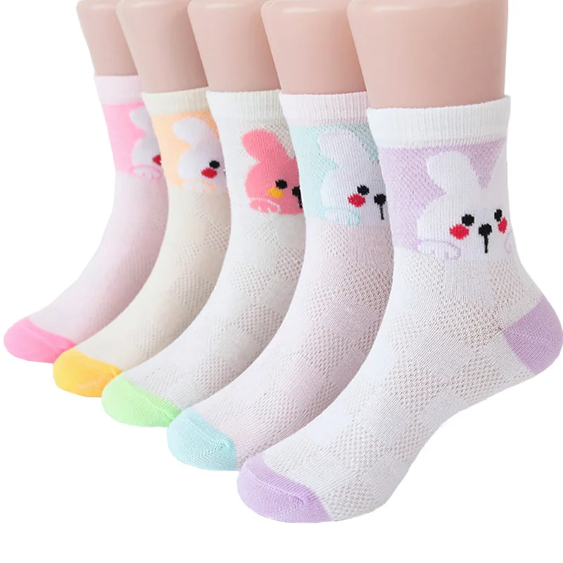 

5Pairs/lot Newborn Baby Boy Girls Mesh Socks Cute Cartoon Cool Breathable Mid Non-Slip Baby Kids Knitted Socks