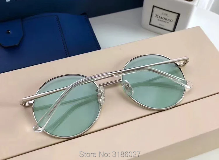 Трендовые Круглые Солнцезащитные очки для женщин, металлическая оправа, прозрачные цветные линзы, UV400, солнцезащитные очки для мужчин, нежные, фирменный дизайн
