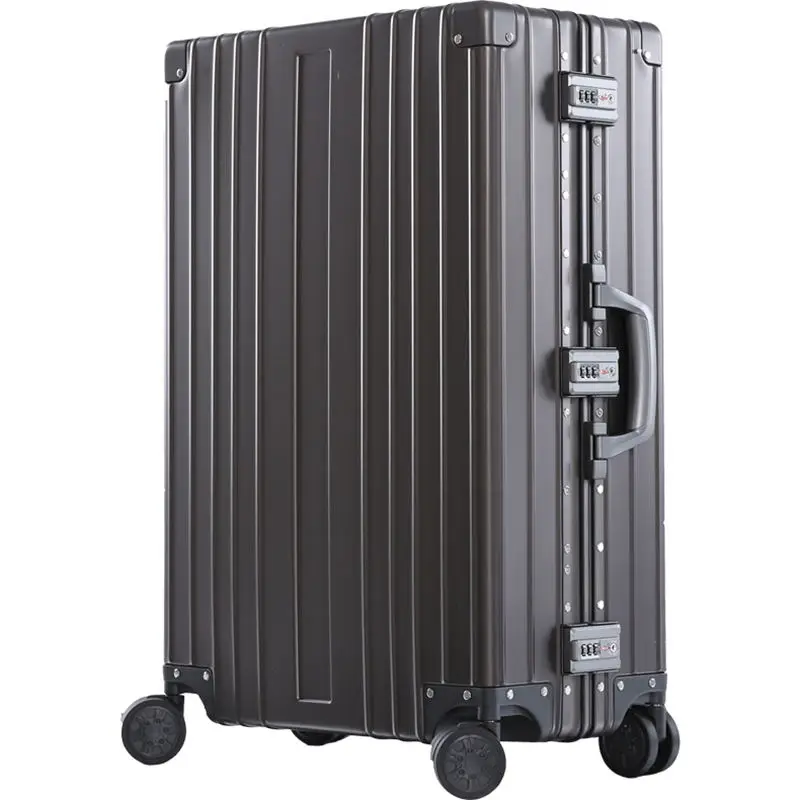 2" 26" 2" дюймов роскошный алюминиевый сплав магния багаж для мужчин бизнес полный металлический чемодан женский Дорожный Чехол - Цвет: Black