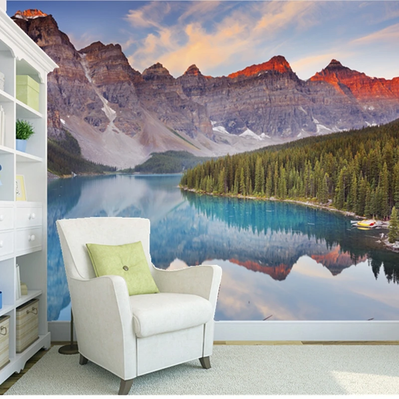 

Custom Natural Landscape Wallpapers, mountains and lakes, photo murals for living room bedroom backdrop PVC Wallpapers