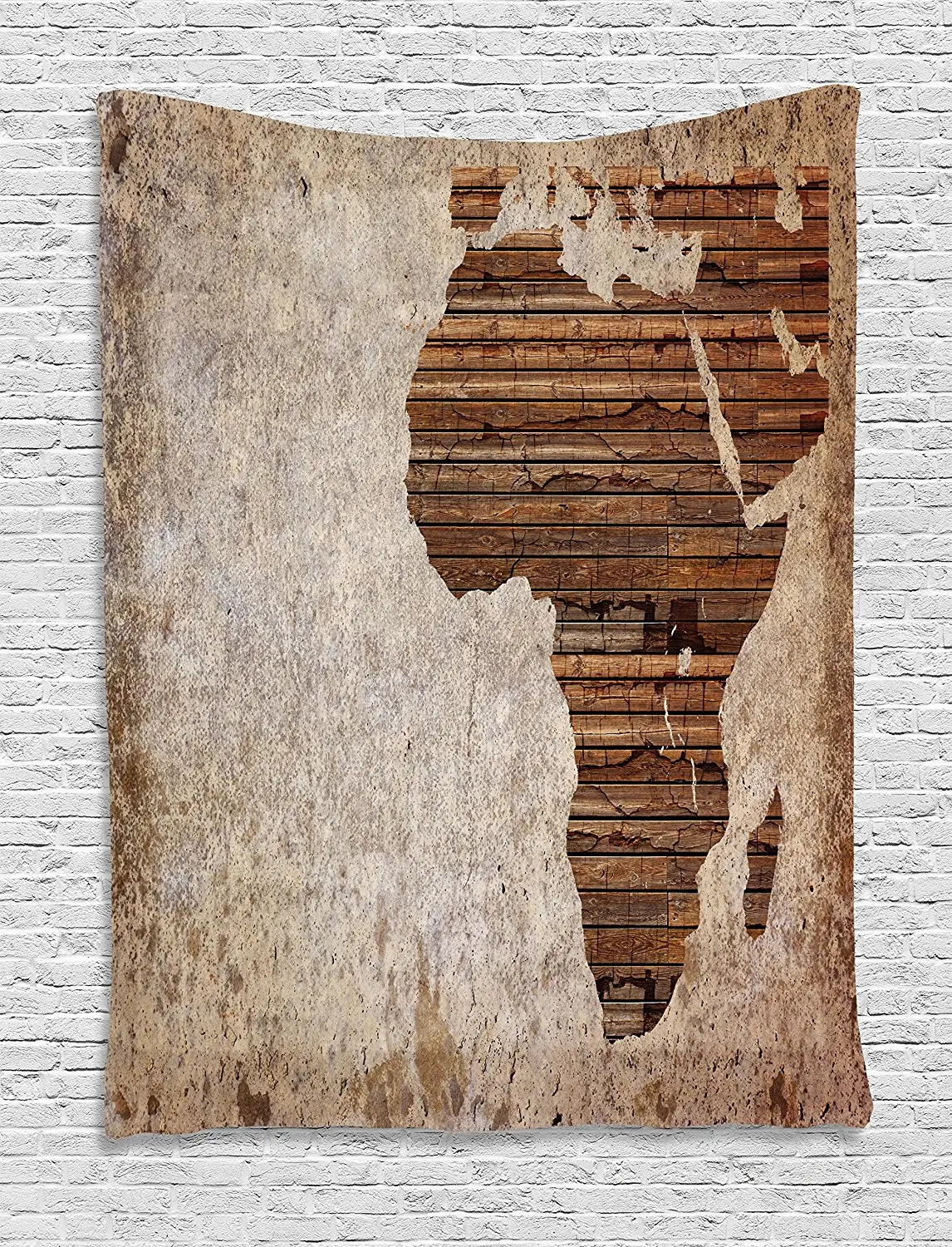 

African Decor Tapestry Geography Theme Grunge Vintage Wooden Plank Africa Map Digital Print Wall Hanging for Bedroom Dorm
